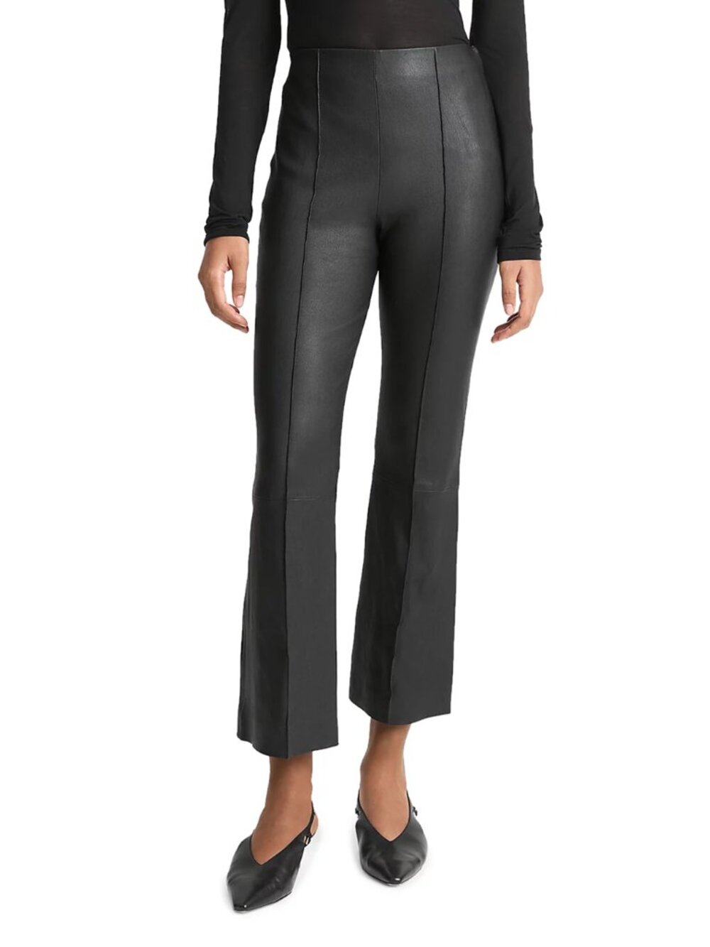 Vince Stretch Leather Cropped Flare Pants